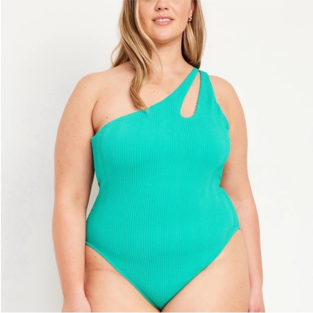 Old Navy Teal One-Shoulder Swimsuit
